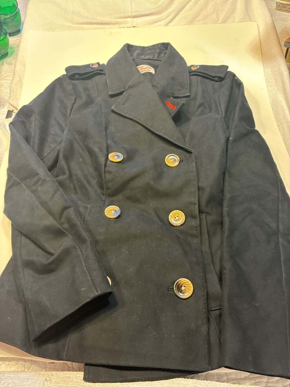 Original Penguin by Munsingwear Double Breasted Pea Coat Black Size XS